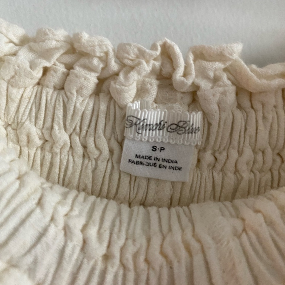 Cream Smocked Ruffle Shorts - Picture 2 of 3